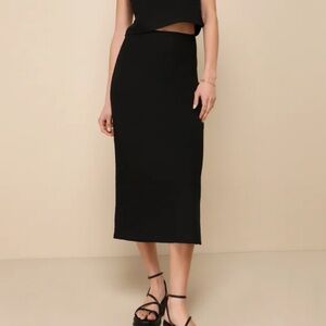 EPOGEE Vintage 90’s Black Knit Straight Midi Skirt Large